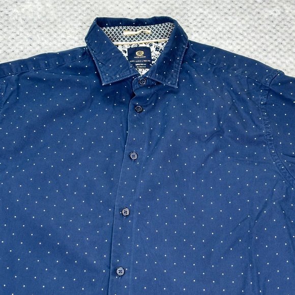 Ricky Singh Shirt Mens Large Slim Fit Blue Short Sleeve Button Front Casual - Picture 2 of 12